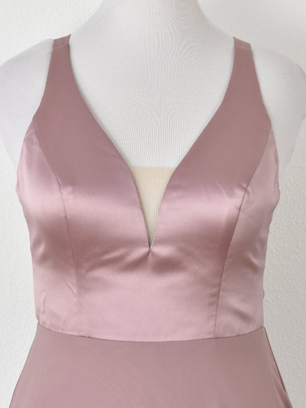 Sorella Vita 9318 Dusty Rose Satin and Chiffon Strappy V-Neck Formal Dress - 12 - Picture 2 of 9